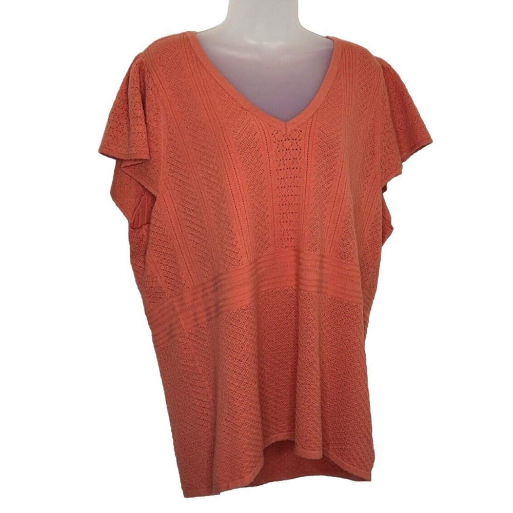 TORRID 3 Crochet Top V-Neck Size 3X Cottagecore Casual Boho Fairy Coral Beach